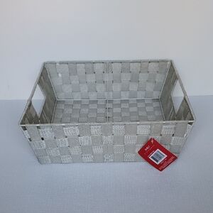 Simplify Sand Gray Woven Storage Tote Basket - NWT